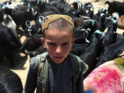Un niño afgano durante la celebración musulmana Eid al-Adha, en Kabul.