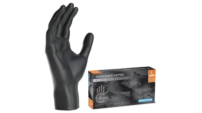 Black denitrile gloves, savings package of 100 units.