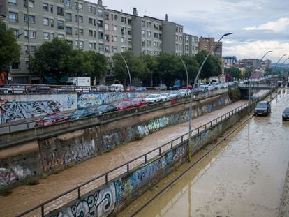 Inundaciones por las fuertes lluvias en Terrassa (Barcelona).