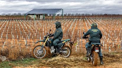 Agentes del Seprona, durante la búsqueda de pozos ilegales para la extracción de agua.