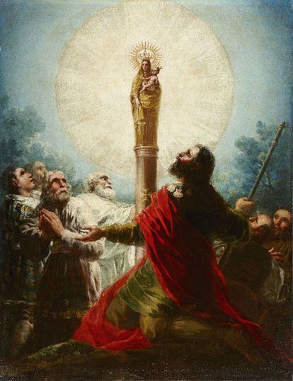 <i>El apóstol Santiago y sus discípulos adorando a la Virgen del Pilar,</i> obra de Goya y ahora en venta.