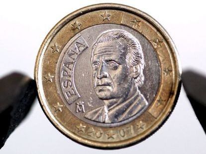 Un moneda de un euro acu&ntilde;ada en Espa&ntilde;a, en Colonia (Alemania().