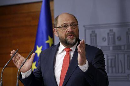 Martin Schulz, este viernes en el Palacio de La Moncloa.