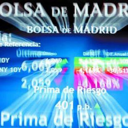 Imagen de un panel de la Bolsa de Madrid