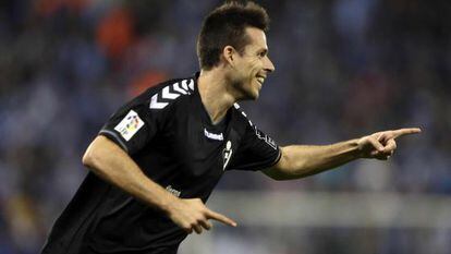 Manu del Moral celebra el seu gol davant de l'Espanyol.