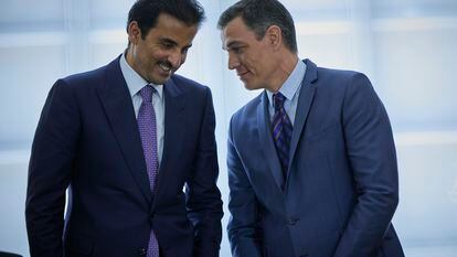 Al Thani y Sánchez, el miércoles en La Moncloa.