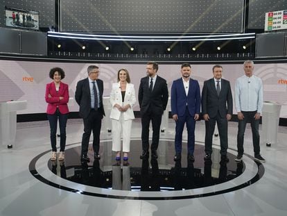 Portavoces participantes en el debate de televisión española.