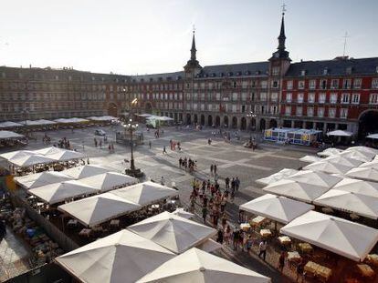 Vista panor&aacute;mica de la Plaza Mayor de Madrid, la pasada semana. 