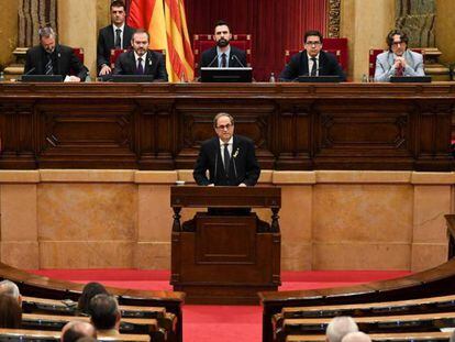 Quim Torra durante su discurso de investidura como president de la Generalitat de Cataluña.
