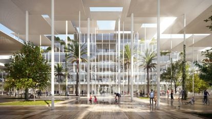 Recreación de la futura sede del JRC según el proyecto de Bjarke Ingels Group para Sevilla. / JRC