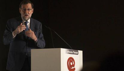 El presidente del Gobierno en funciones, Mariano Rajoy, este martes en Barcelona.