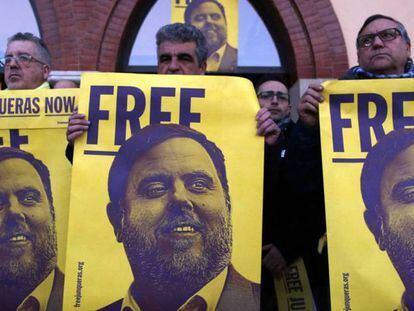 Protesta por el encarcelamiento de Oriol Junqueras.