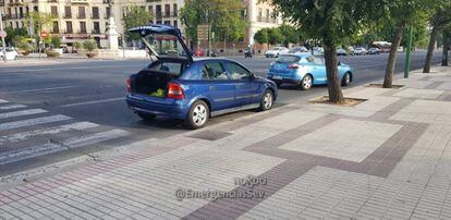 Imagen facilitada por los servicios de emergencia de Sevilla del vehículo que utilizó Boza