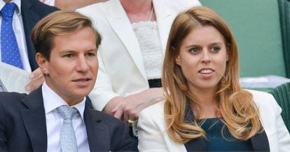 Beatriz de York y su entonces novio, Dave Clark en un partido de tenis en Wimbledon en julio de 2014.
