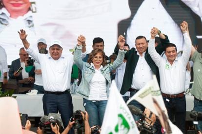 La candidata, durante su cierre de campaña en Ciudad de Guatemala. 