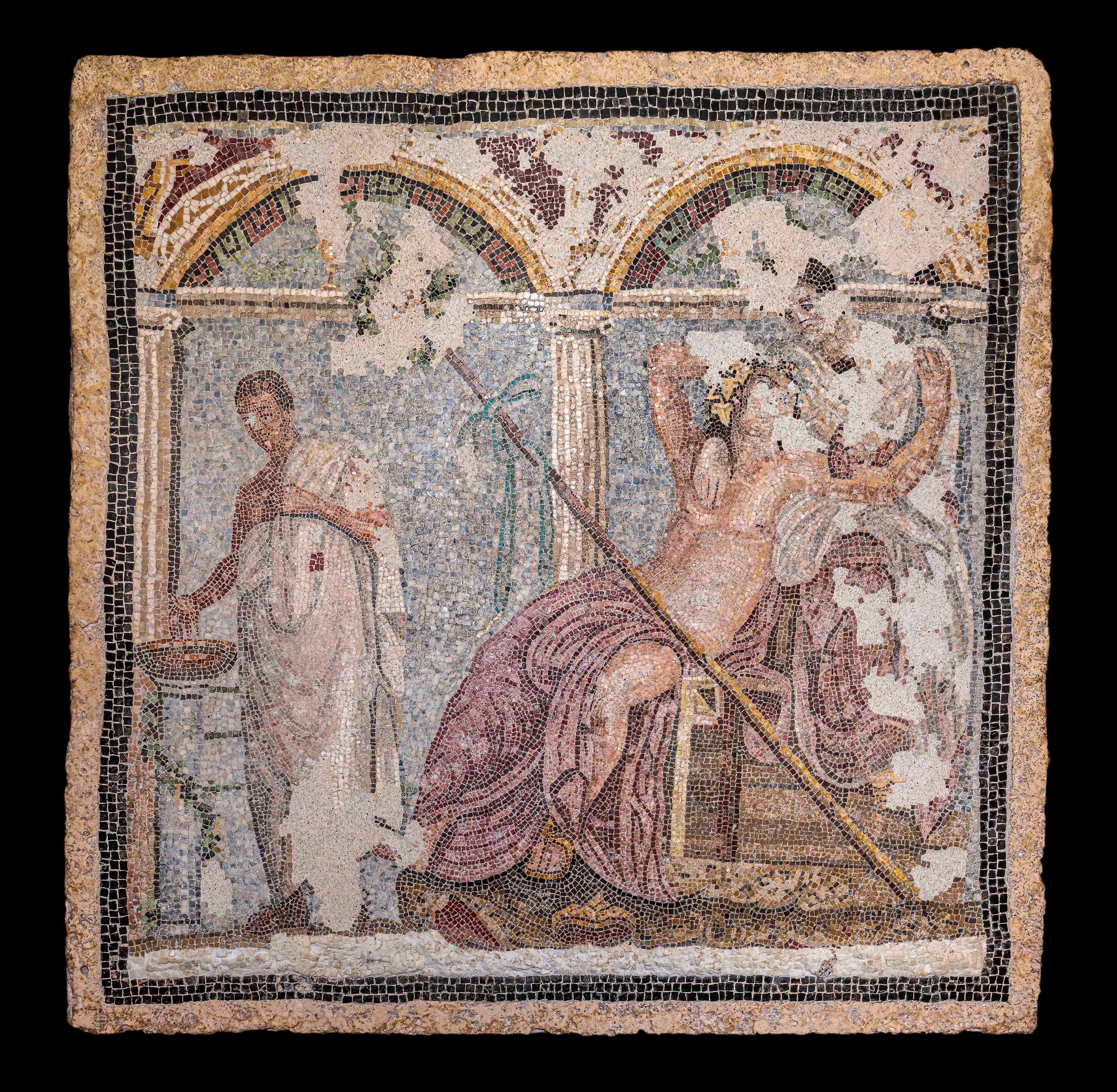 Mosaico de Pompeya descubierto en las nuevas excavaciones..