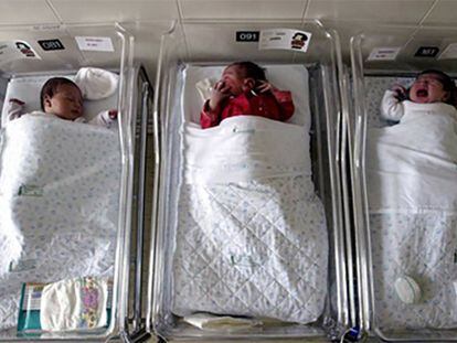 Cunas de bebé en el Hospital Clínico de Barcelona.