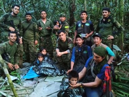 Rescate de cuatros niños desaparecidos por 40 días en la selva colombiana después de un accidente de avioneta en Guaviare. 9 de junio de 2023.