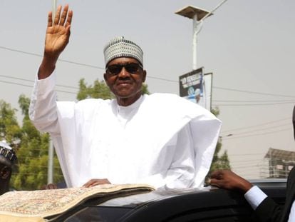 El presidente, Muhammadu Buhari, en un acto público el 15 de febrero.
 