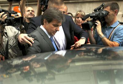 Lluís Corominas, a la salida de la Audiencia de Barcelona tras oir el verdericto del jurado popular que lo ha declarado no culpable.