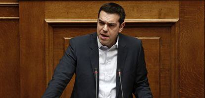 El primer ministro griego, Alexis Tsipras, en el congreso griego.