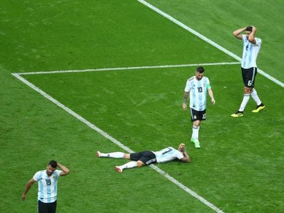Argentina tras la derrota en el partido contra Francia.