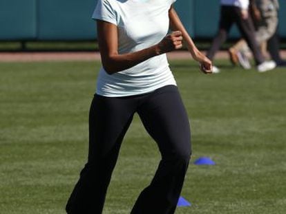 Michelle Obama, durante una actividad del programa Let&#039;s Move.