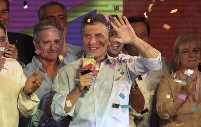 Mauricio Macri, festeja los resultados electorales.