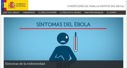 Captura de pantalla de la nueva web creada por el Comité especial para la gestión del ébola.