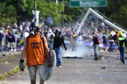 Protestas en Caracas este domingo contra las elecciones de Venezuela.