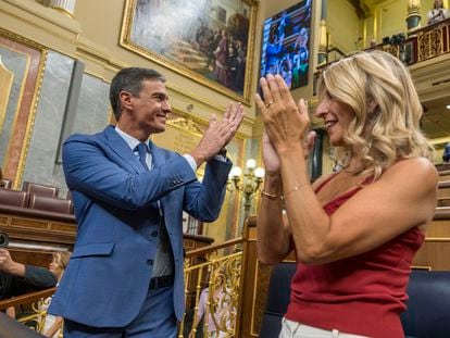 Pedro Sánchez y Yolanda Díaz, en el Congreso de los Diputados.