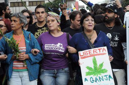 Una manifestación a favor de legalizar la marihuana en São Paulo, Brasil, el pasado 26 de abril