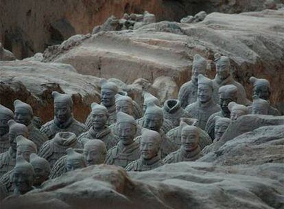 Guerreros de terracota encontrados en 1974 en Xi&#39;an.