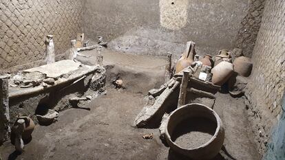 Una imagen de la estancia recientemente descubierta en Pompeya, en la que vivían unos esclavos.