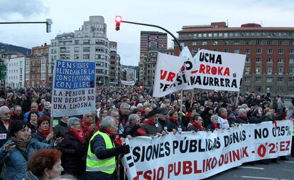 Manifestación de pensionistas en Bilbao.