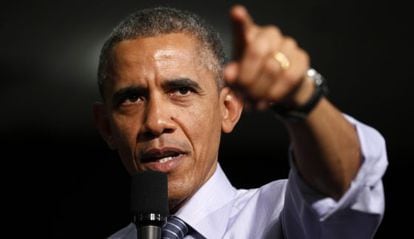 Barack Obama durante su visita en Indianapolis.