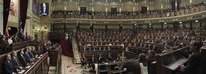 Panorámica del hemiciclo del Congreso, durante el homenaje a las víctimas del terrorismo.