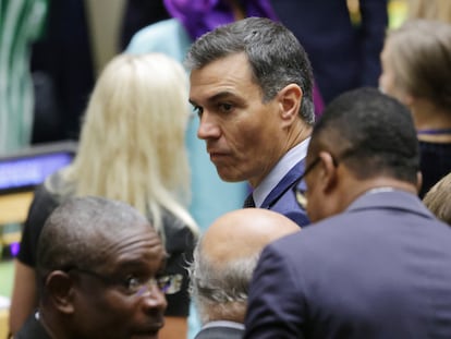 El presidente del Gobierno, Pedro Sánchez, durante la Asamblea General de la ONU en Nueva York, este martes.