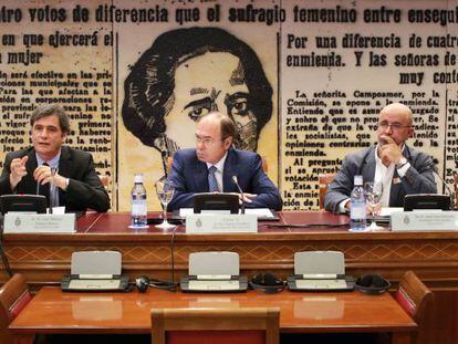 El presidente del Senado, Pío García Escudero, durante la inauguración del seminario sobre propiedad intelectual.