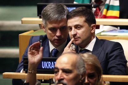 Zelenski en la Asamblea General de la ONU, este martes en Nueva York.