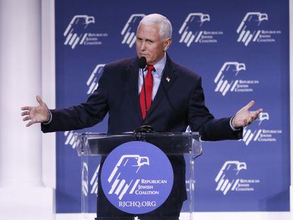 El exvicepresidente de Estados Unidos Mike Pence, durante un acto del Partido Republicano la semana pasada en Las Vegas.