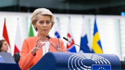 La presidenta de la Comisión Europea, Ursula von der Leyen, este miércoles en Estrasburgo (Francia).