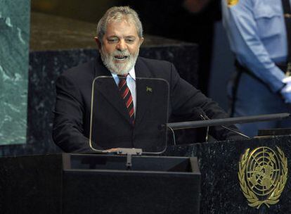 El presidente de Brasil, Luiz Inácio  Lula da Silva, durante su discurso ante la Asamblea General de la ONU.