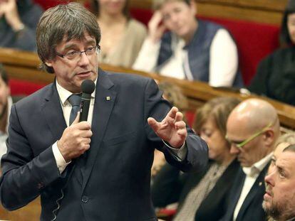 Carles Puigdemont, en el Parlament.