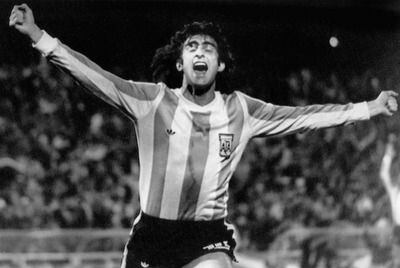 Kempes celebra el gol de la victoria de Argentina en la final del 78.