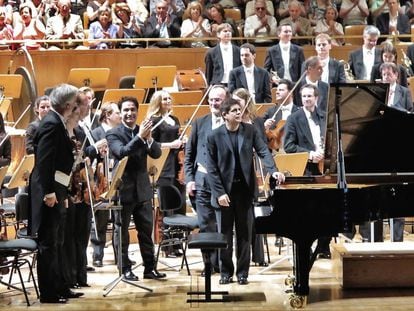 El pianista espa&ntilde;ol Javier Perianes, con la Filarmonica de Viena, ayer domingo en el Auditorio Nacional.