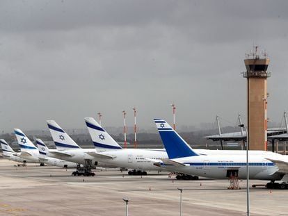Aviones aparcados en el aeropuerto de Ben Gurion, en Tel Aviv.