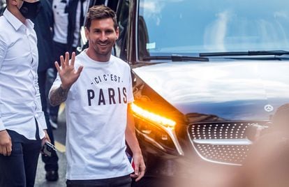 Leo Messi a su llegada a París el pasado martes, después de haber fichado por el PSG.