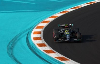 Lewis Hamilton durante el GP de Miami este viernes.