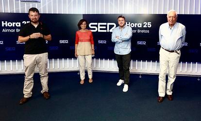 Pablo Iglesias, Carmen Calvo, Aimar Bretos y José Manuel García-Margallo en 'Hora 25'.